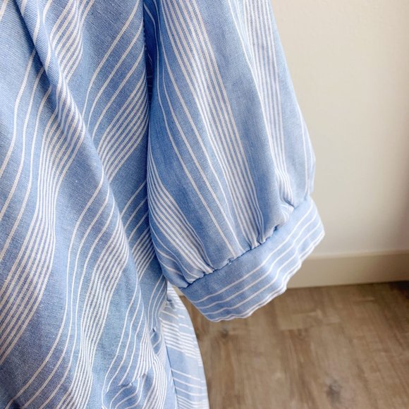 Vintage Jaylan of California Patio House Dress Blue White Chevron Chambray Large - Picture 3 of 6